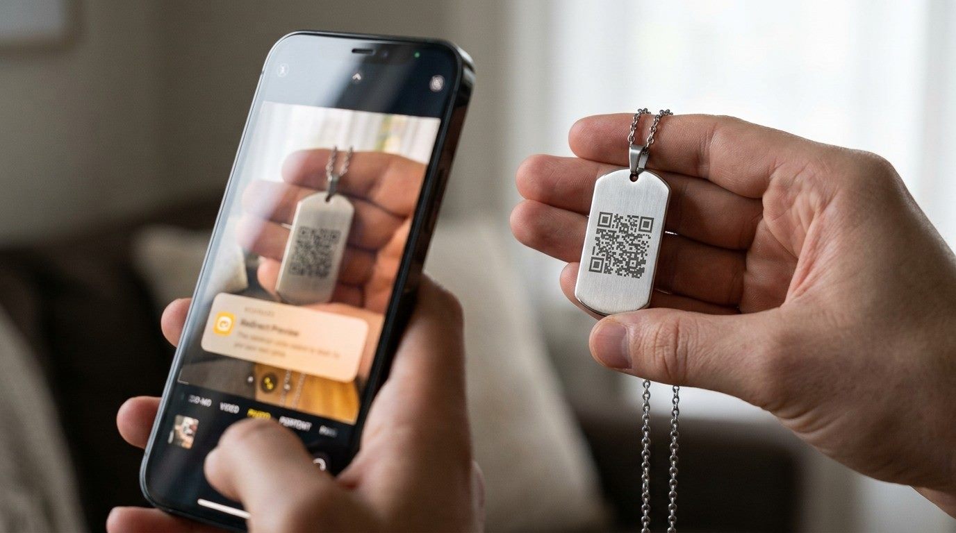 Telefonla kolyedeki QR kodu okutma